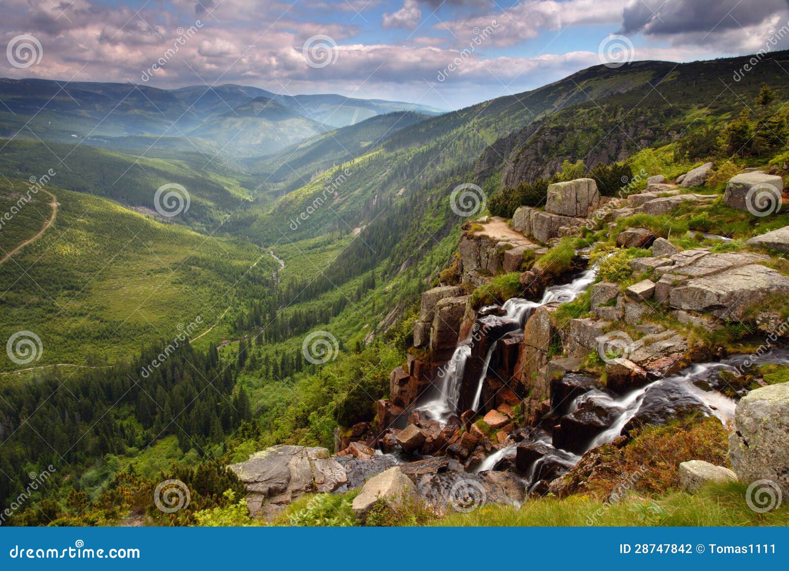 pancavsky waterfall in krkonose mountain - czech republic