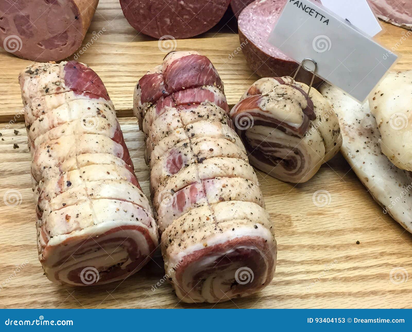 Pancetta stock image. Image of diced, food, meat, spices 93404153