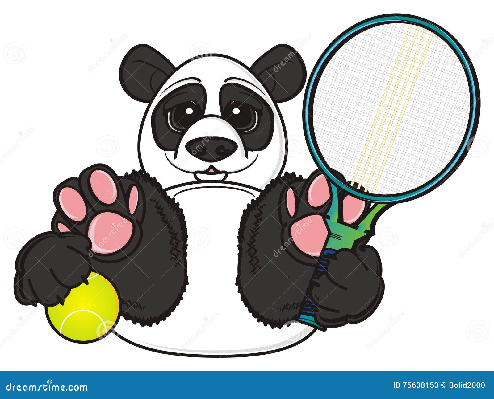 Panda illustration stock. Illustration du tennis, ours - 75608153
