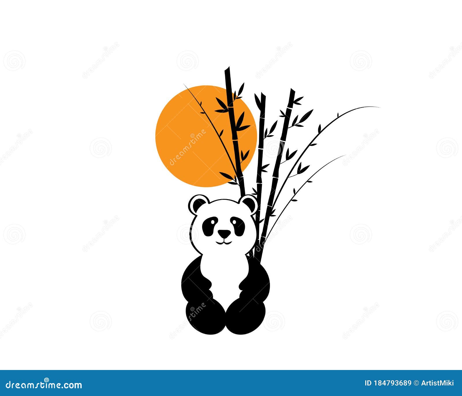 Panda Cartoon Character Behind and Bamboo Tree on Sunset , Vector. Panda  Illustration Stock Vector - Illustration of black, bamboo: 184793689