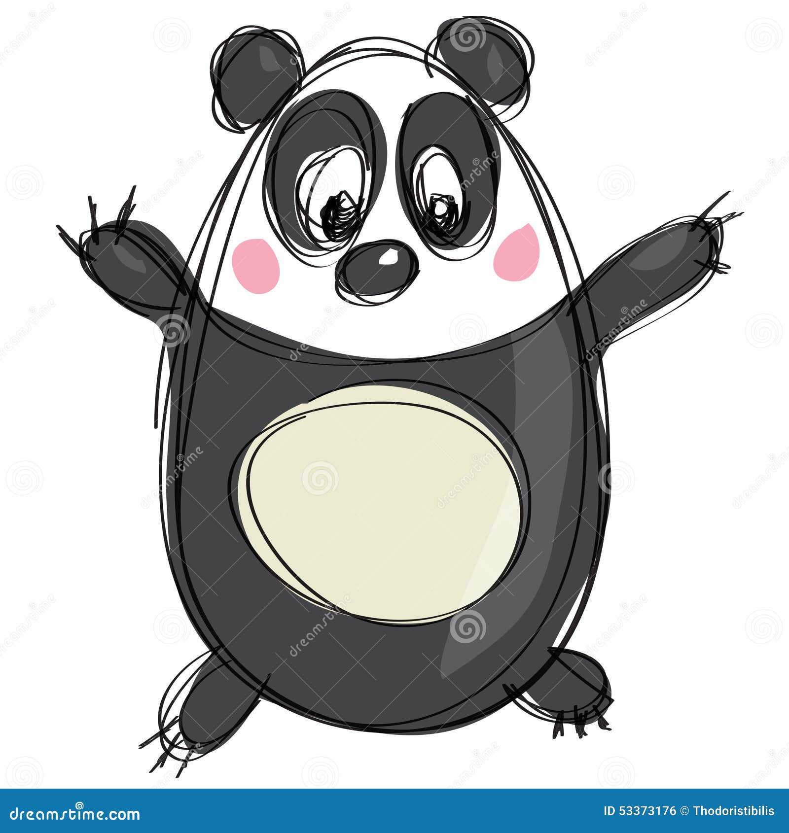 Panda bonito em estilo simples de desenho animado