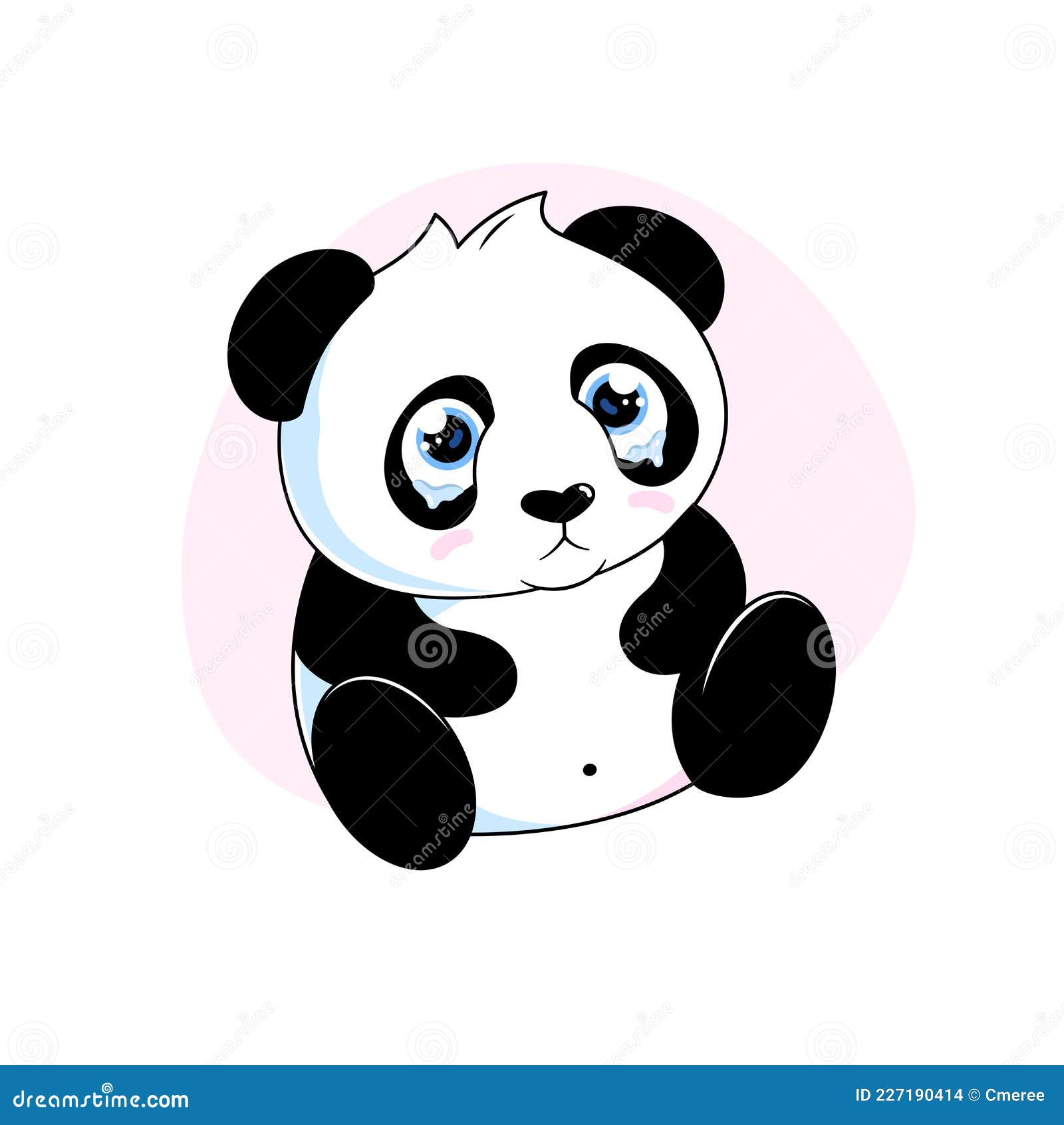 Panda Chorando Dos Desenhos Animados. Arte Animal.