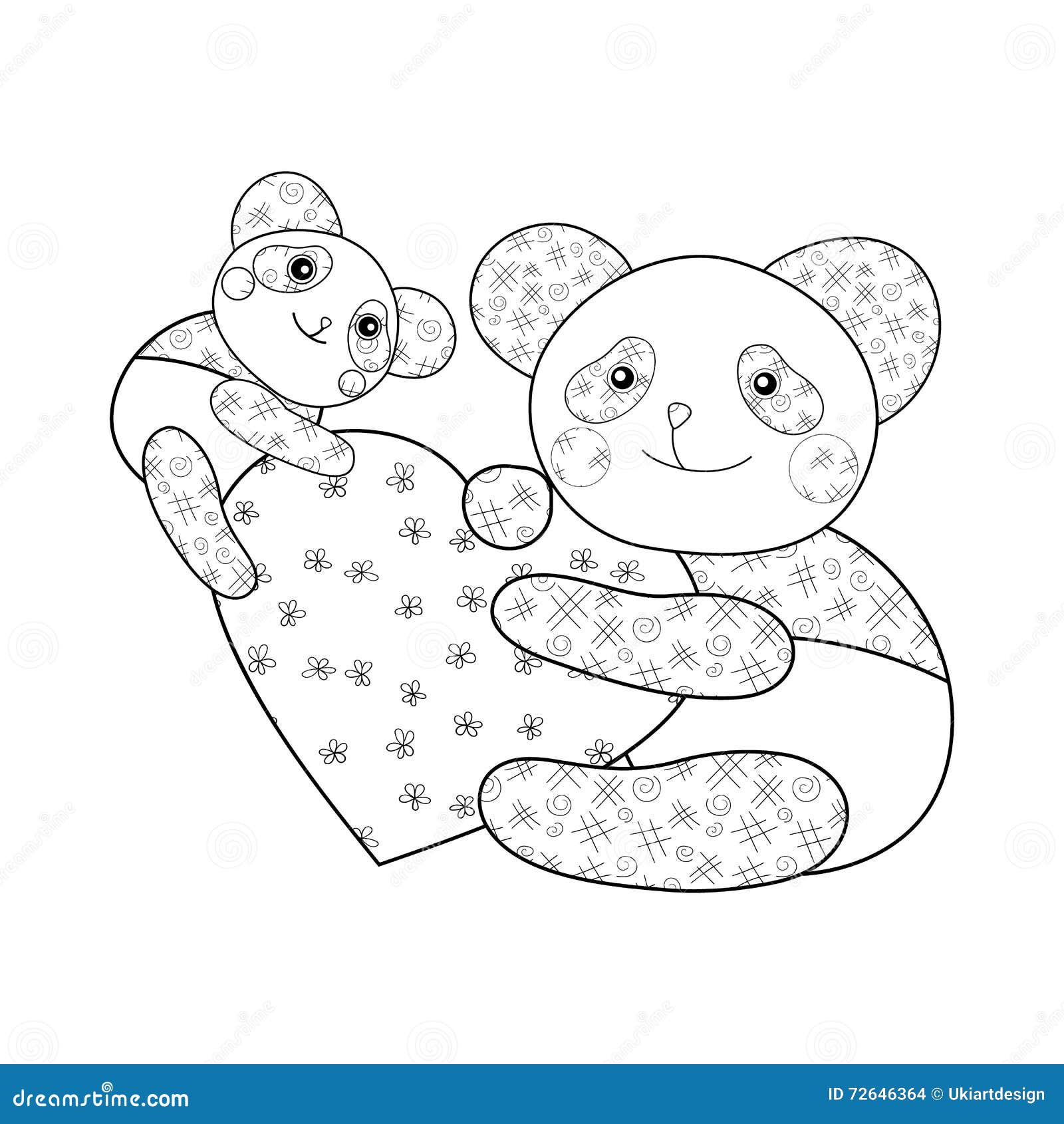 Panda Com a Página Do Livro Para Colorir Da Criança Do Coração