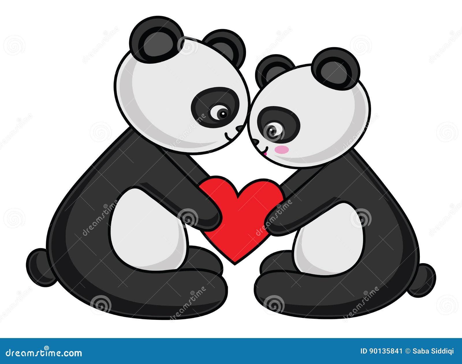 Lindo casal de pandas apaixonados desenho simples e mínimo de desenho  animadoilustração vetorial