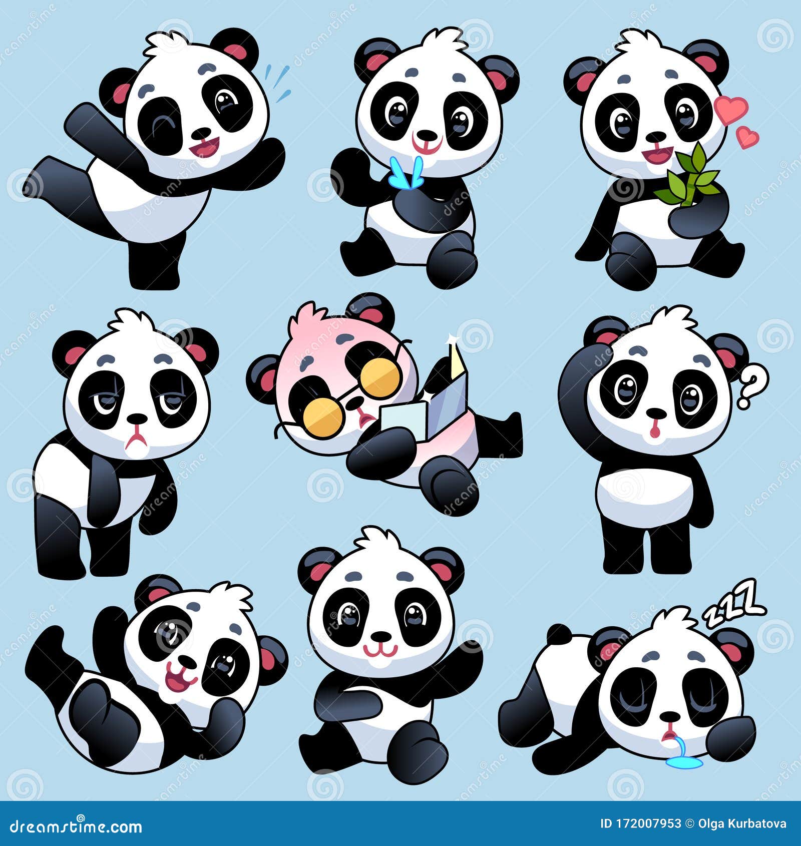 Panda Cute Asian Bears In Different Poses Eating Bamboo Stem And Sleeping Playing In Zoo Or Jungle Funny Animals Stock Vector Illustration Of Birthday Baby Panda Cute Asian Bears In Different Poses Eating Bamboo Stem And Sleeping Playing In Zoo Or Jungle Funny Animals Stock Vector Illustration Of Birthday Baby