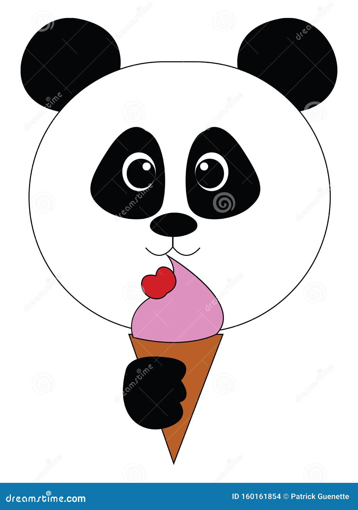 Panda com ilustração de desenho de sorvete