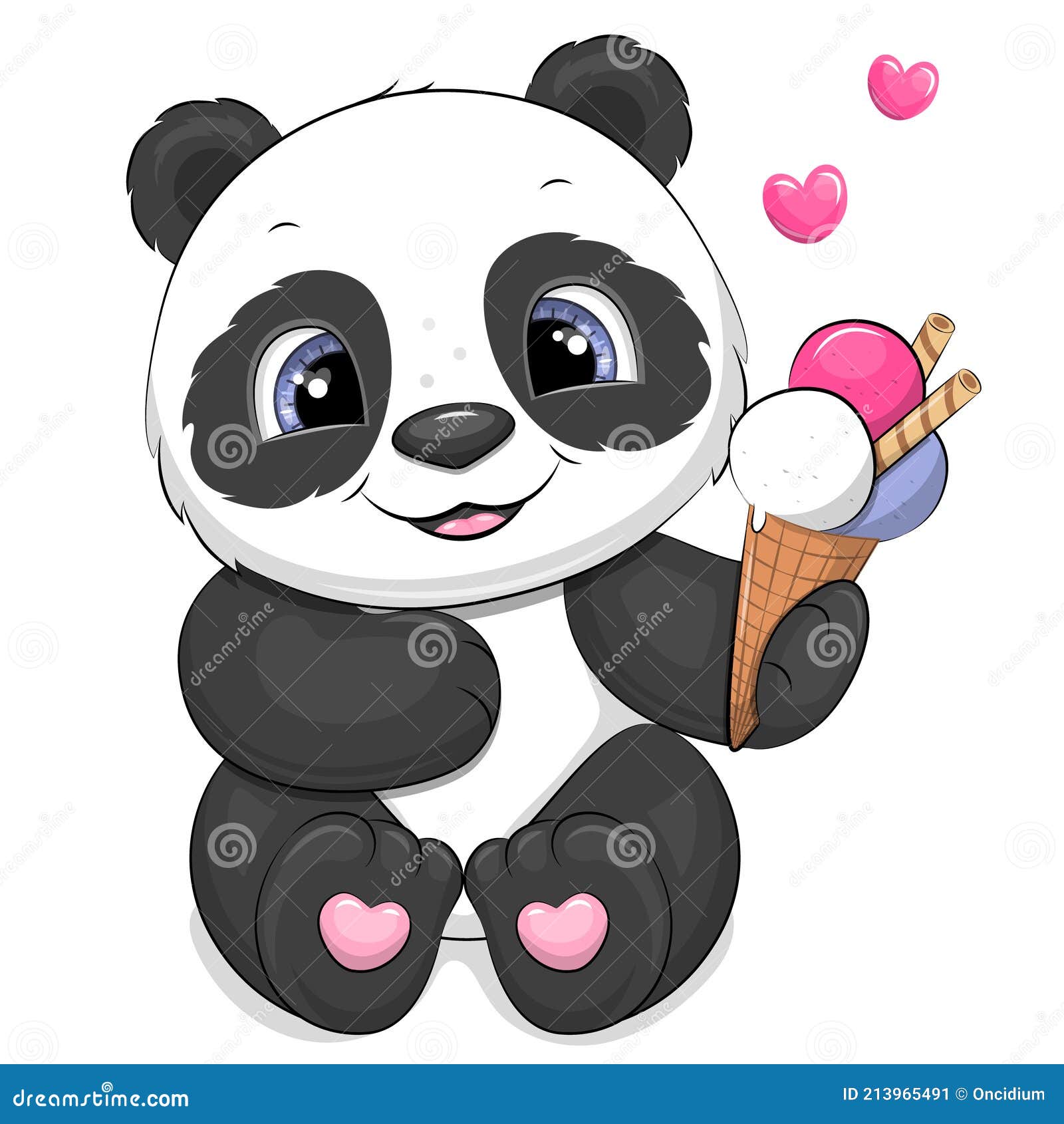 Panda De Desenho Animado Fofo Com Sorvete. Ilustração do Vetor - Ilustração  de fofofo, brinquedo: 213965491