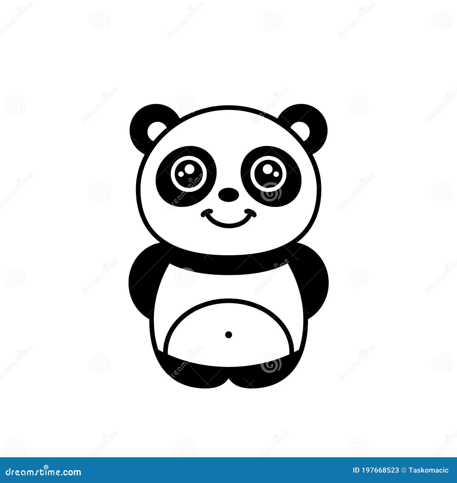 Panda De Desenho Animado Pequeno Panda Bonito Sorrindo Ilustração