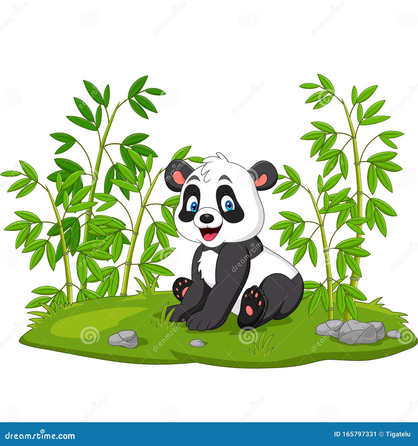 panda dos desenhos animados relaxante no bambu 6792710 Vetor no Vecteezy