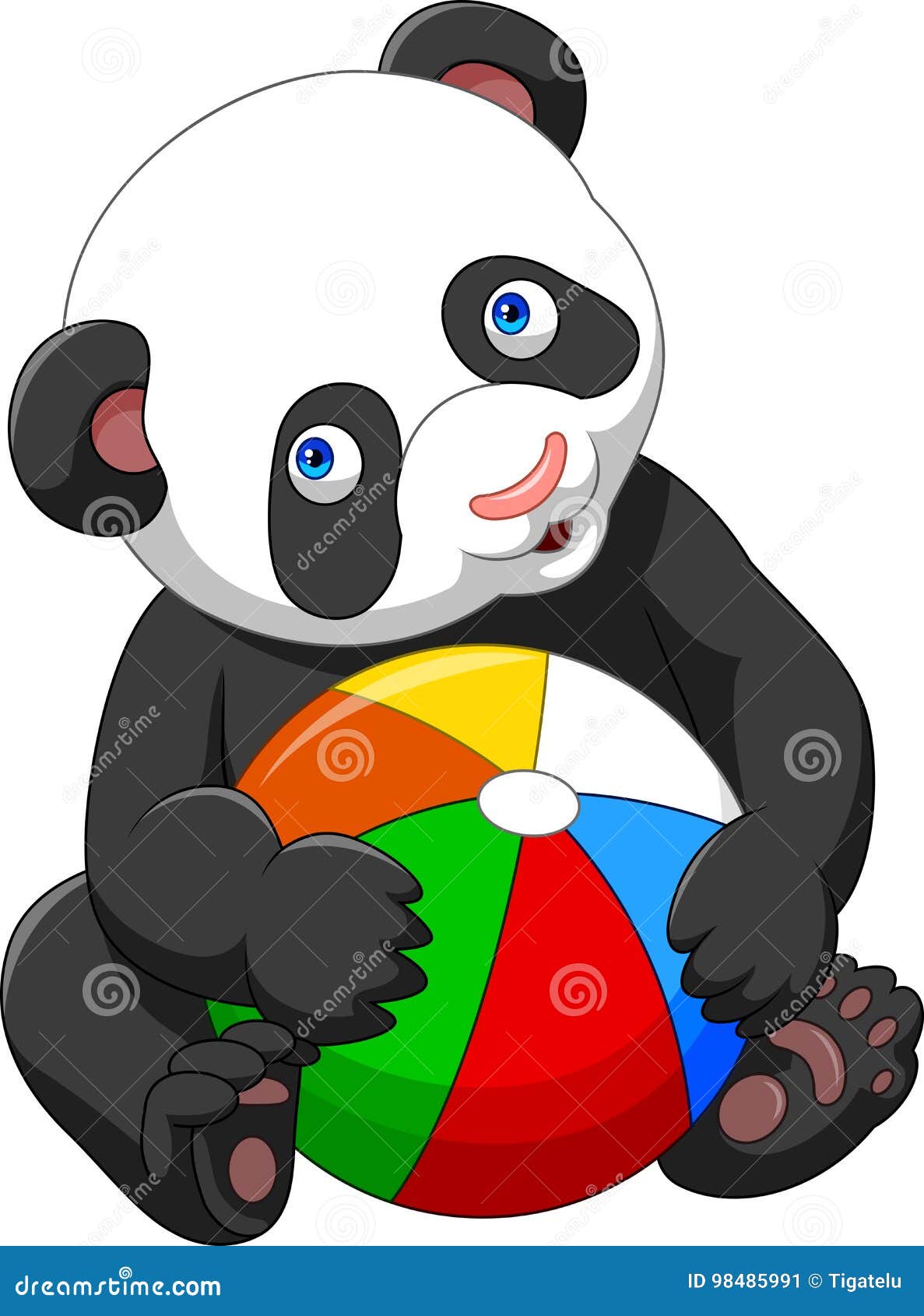 Panda Do Bebê Dos Desenhos Animados Que Joga Com Bola Colorida Ilustração  do Vetor - Ilustração de bebê, cartoon: 98485991