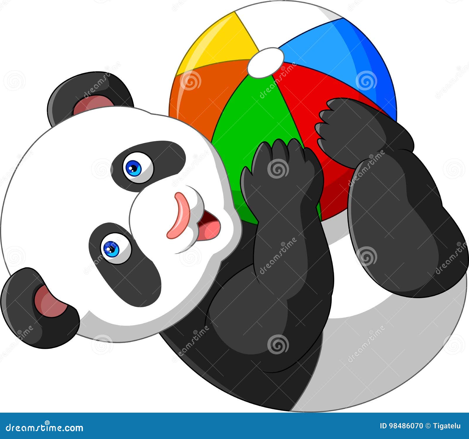 Desenhos animados de panda brincando com fios de bola para colorir