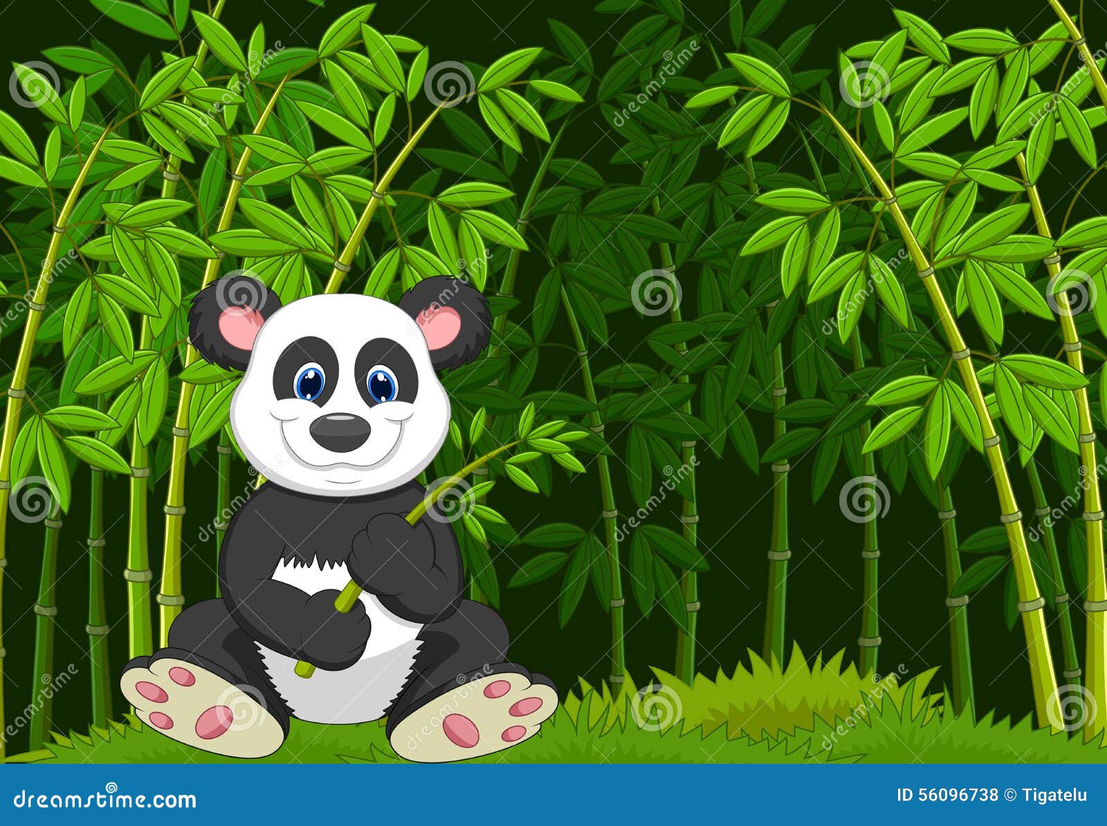 Panda Dos Desenhos Animados No Bambu Da Selva Ilustração do Vetor -  Ilustração de sorriso, bambu: 56096738
