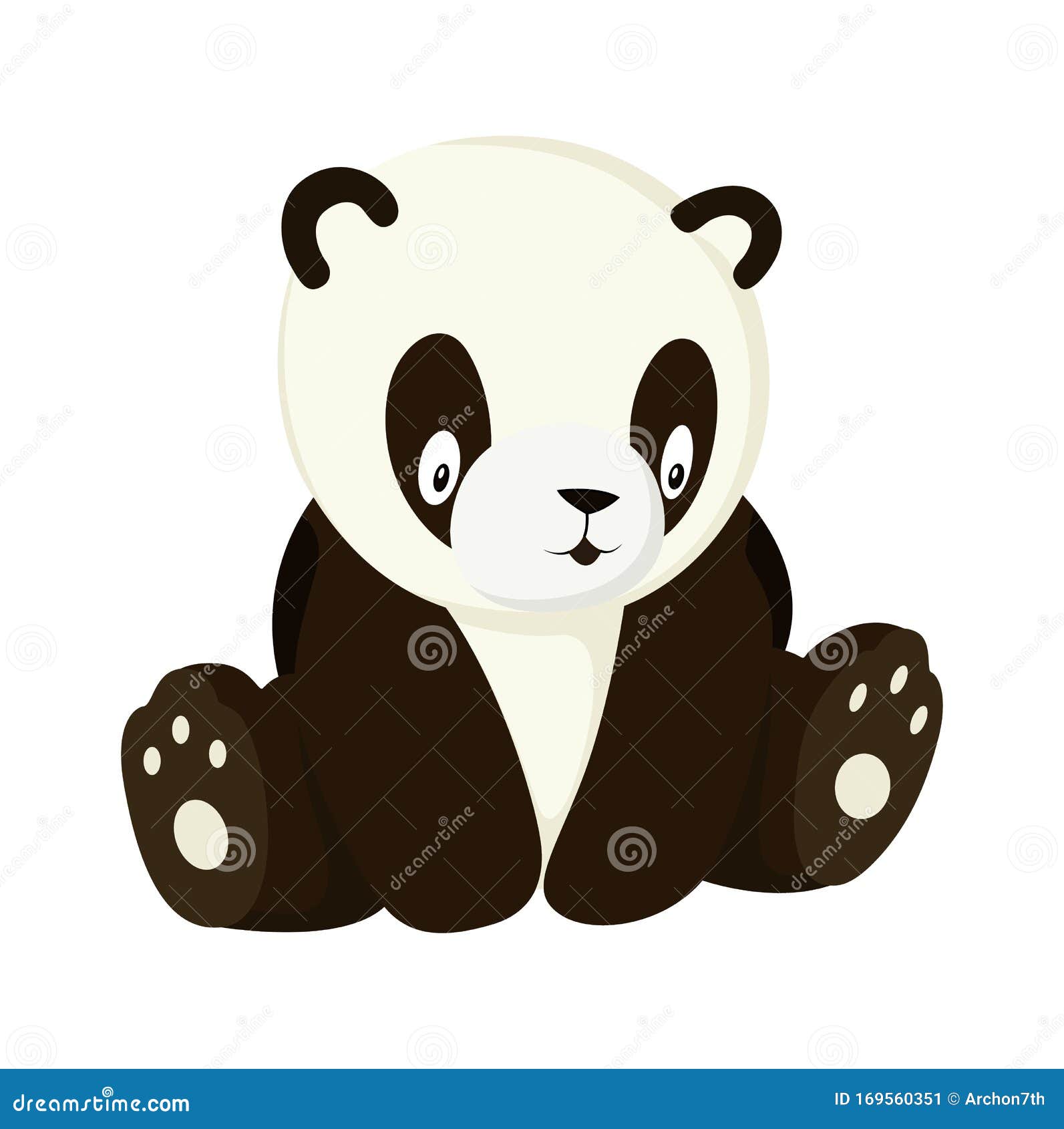 Estilizado panda desenho de corpo inteiro. Ícone de urso panda