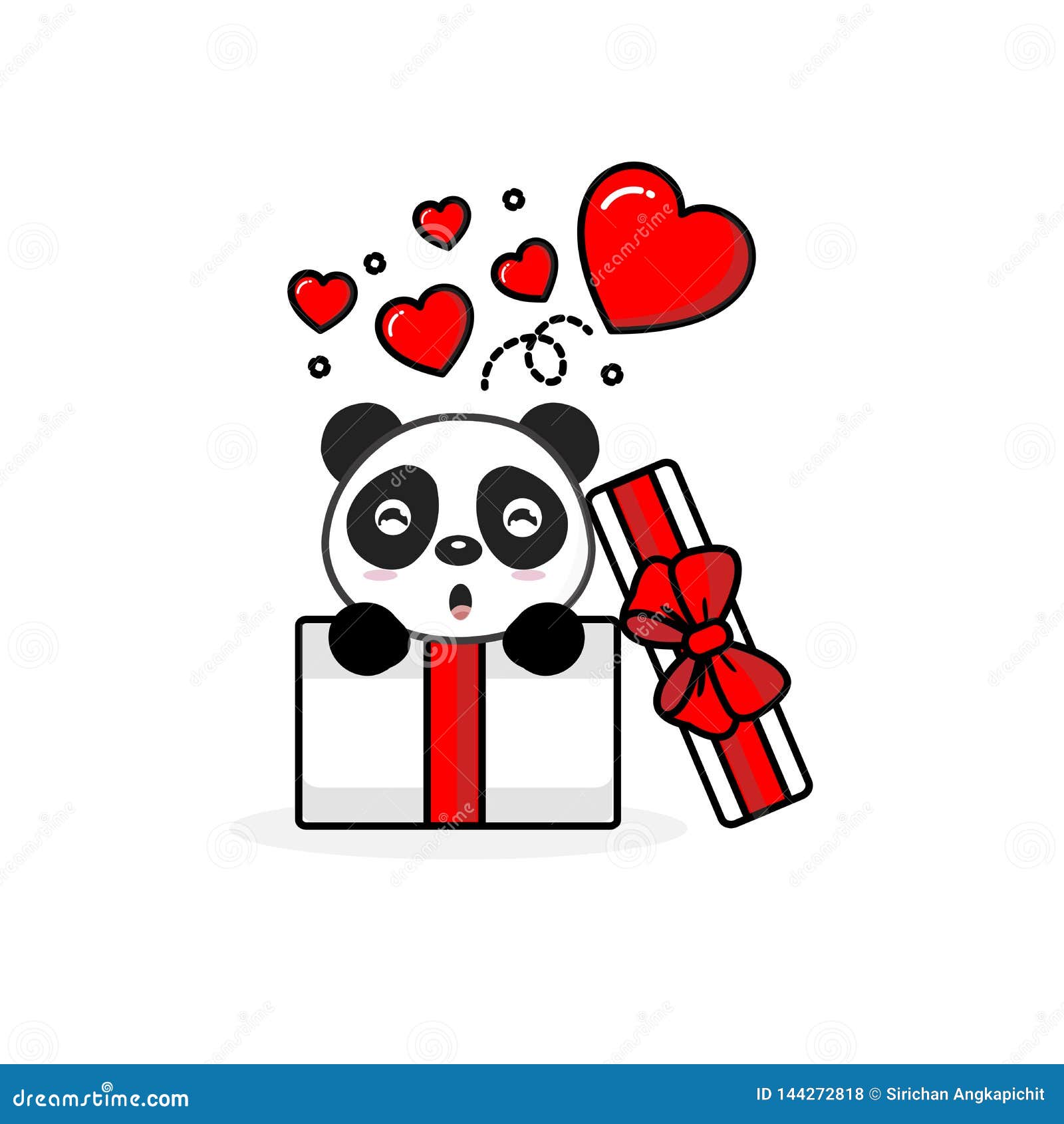 página para colorir. panda bonito e feliz com caixa de presente