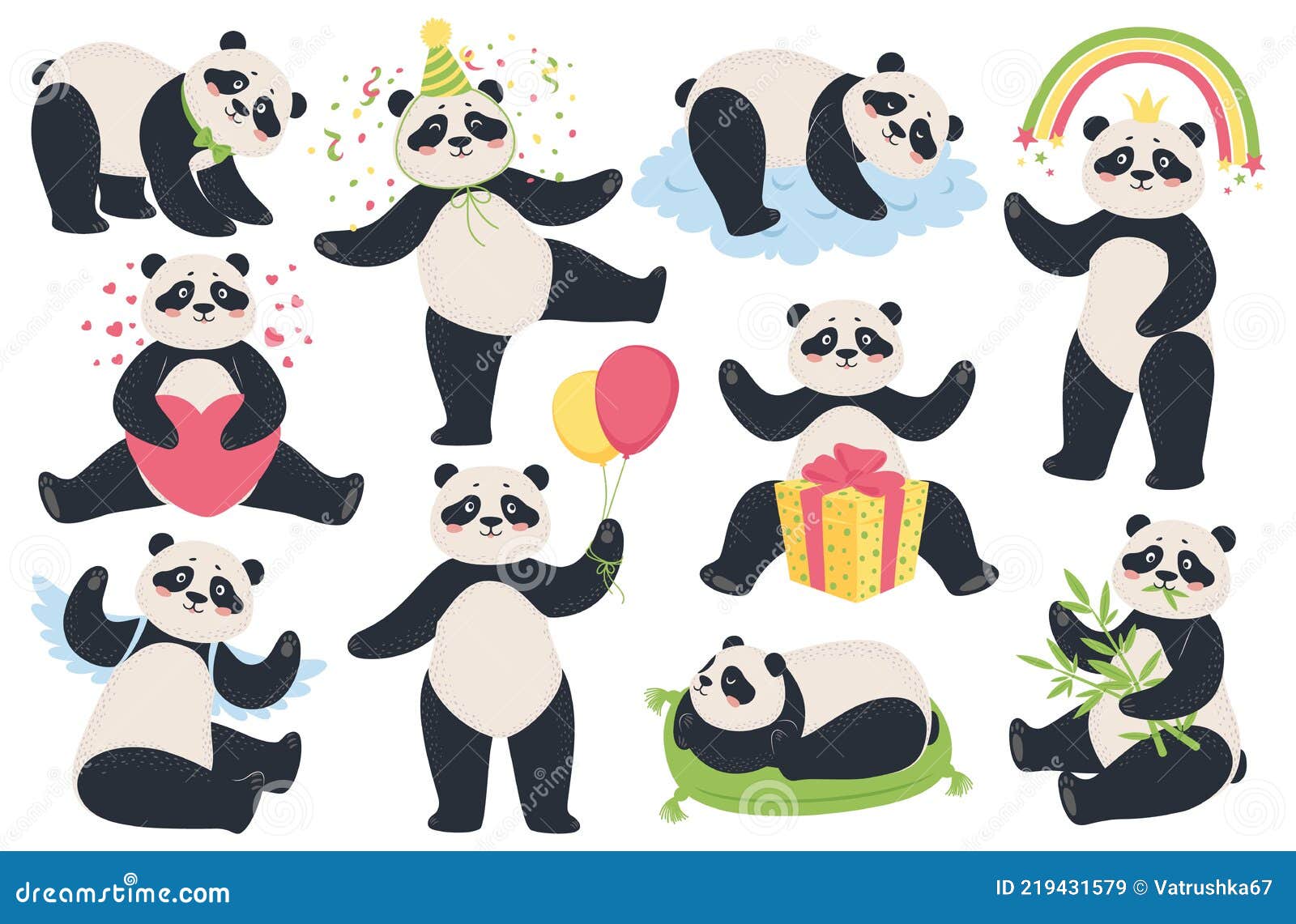 Vetores de Panda De Desenho Animado Engraçado Dormindo Isolado Em