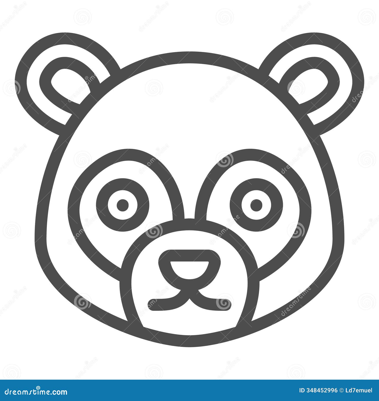 panda head line icon, animals and wildlife concept.  graphics. bear animal face sign on white background, outline