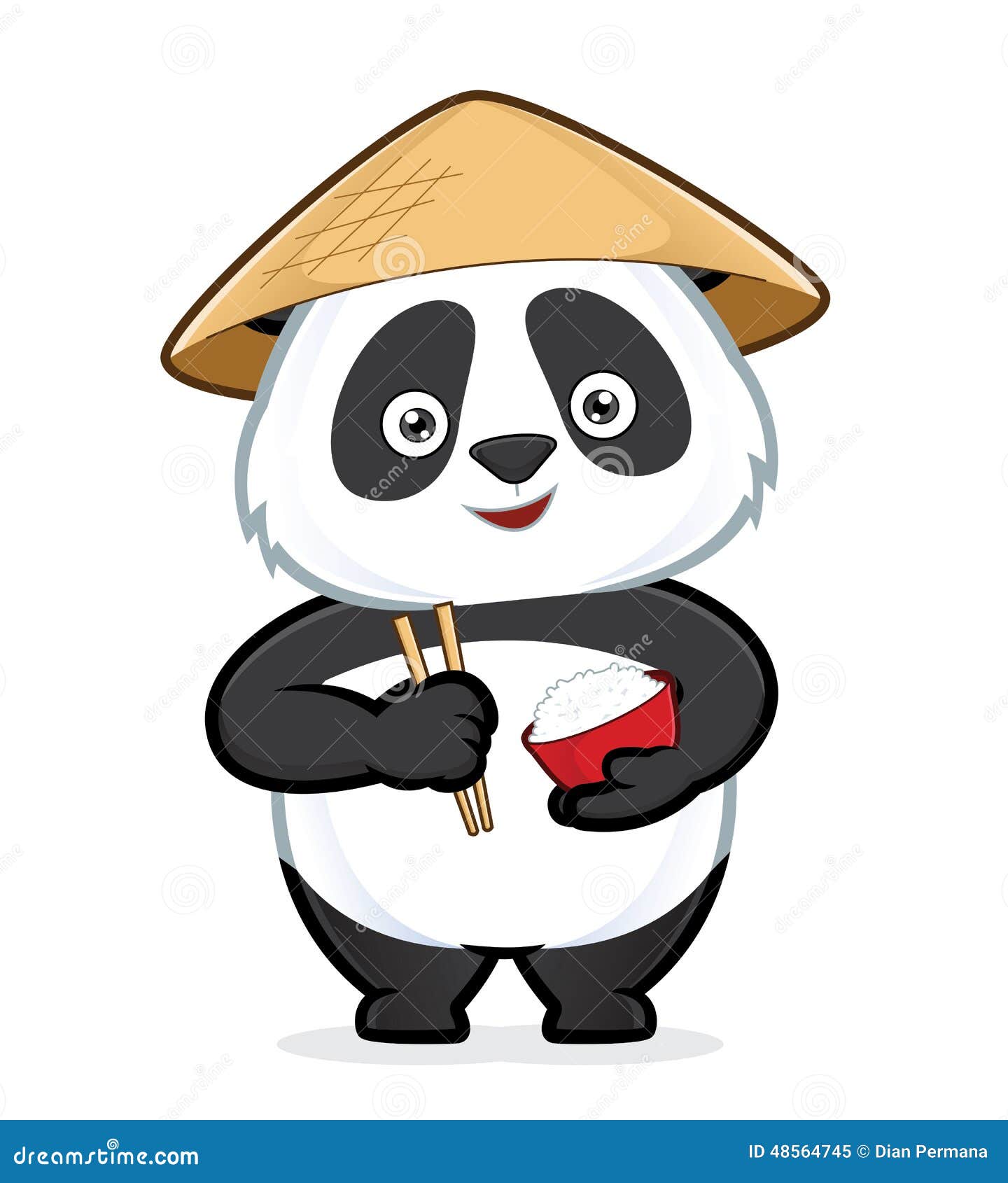 Panda Holding A Bowl Of Rice And Chopsticks Stock Vector - Illustration