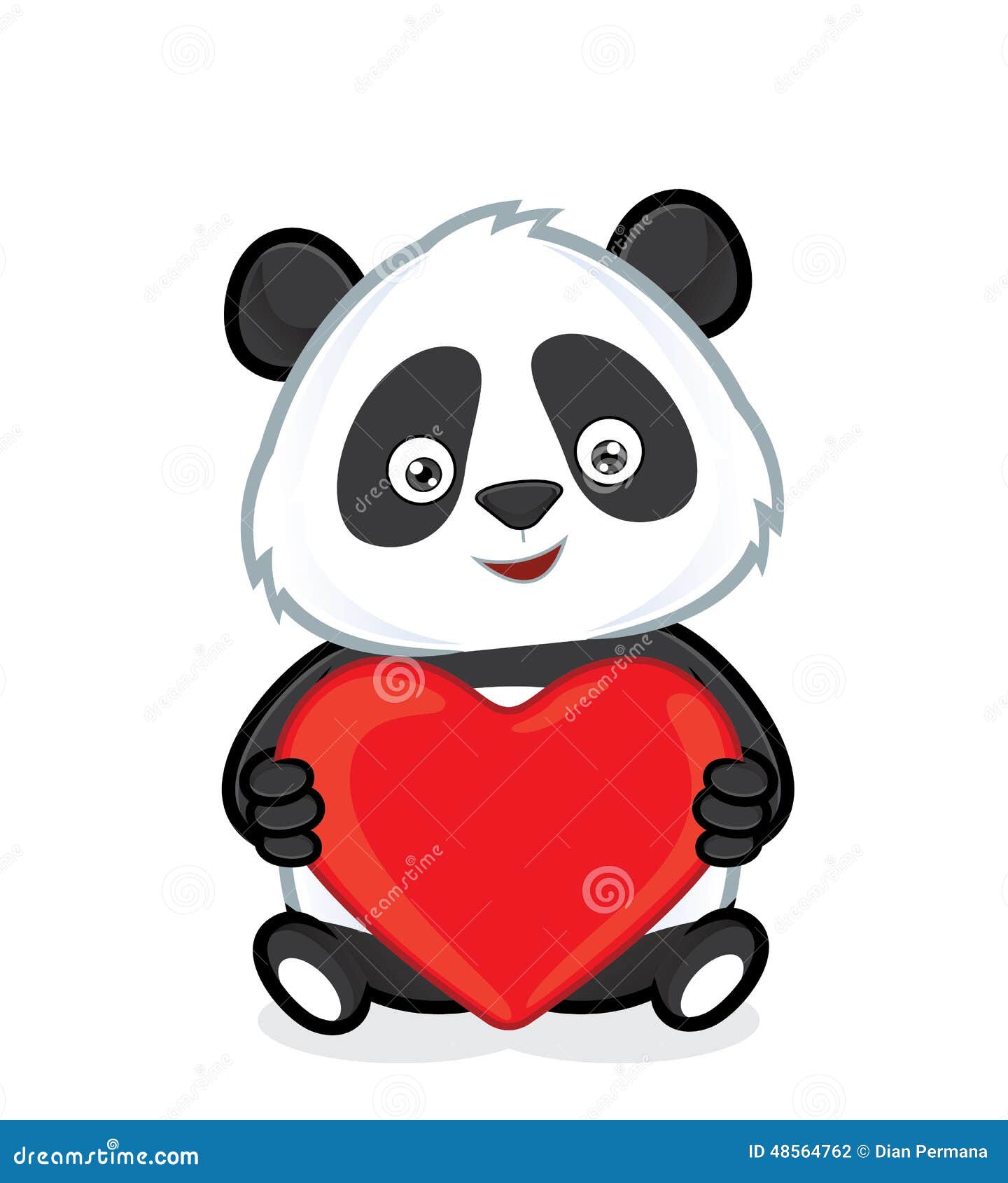 Panda holding heart love stock vector. Illustration of mammal - 48564762