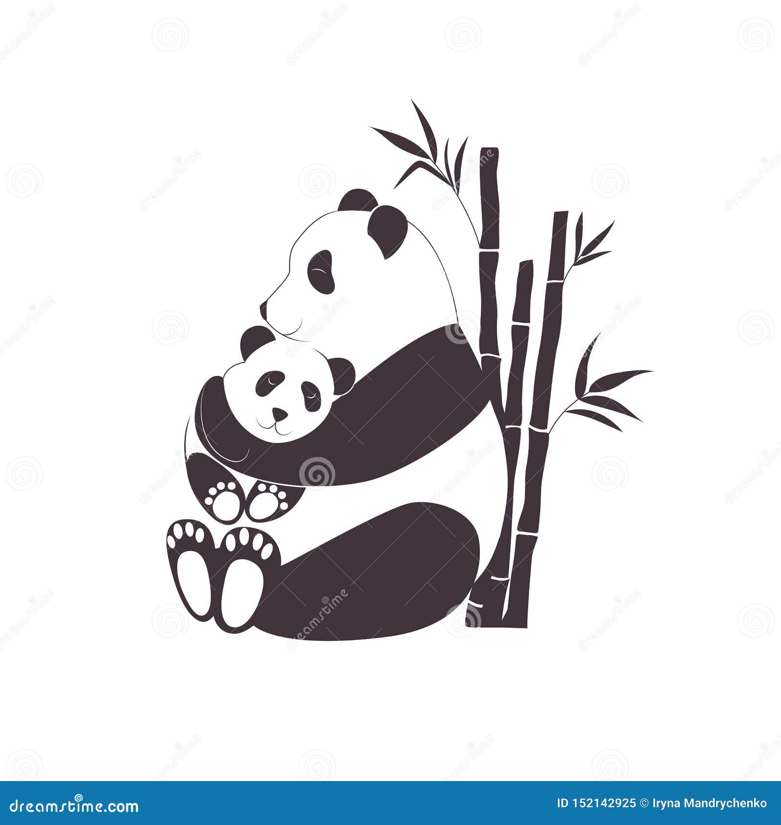 Panda Mother Hugging Baby Panda Love Between Mom And Her Child Caring And Nursery Concept Stock Vector Illustration Of Card Happiness