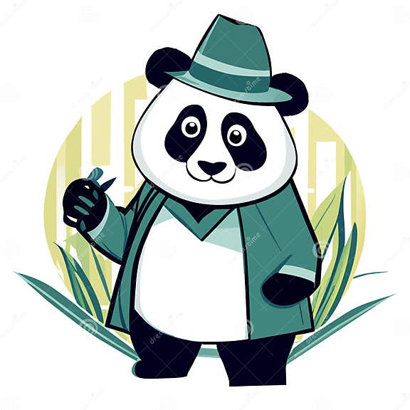 Panda with a Mustache in a Hat and Coat. Vector Illustration Stock ...