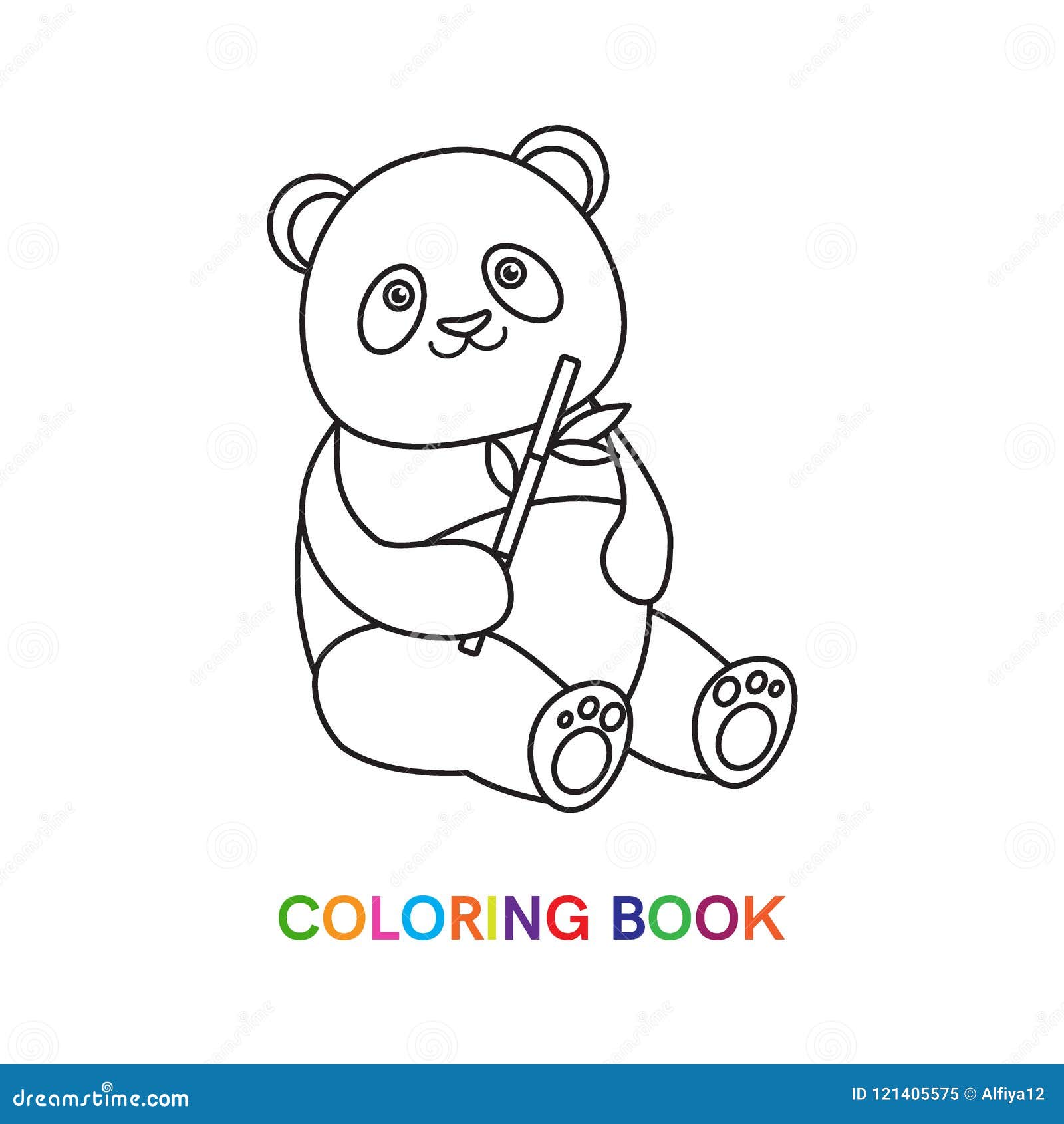 Vetores de Desenhos Para Colorir Panda Feliz Livro De Colorir Para