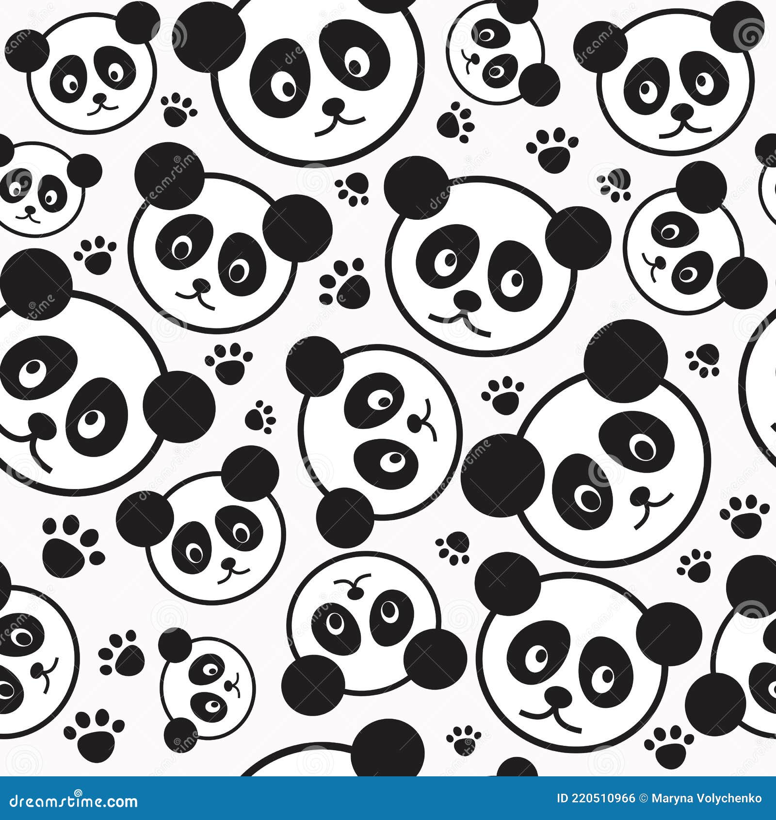 Panda Patrón Pandas Fondo De Pantalla Y Fondo Ilustración del Vector -  Ilustración de negro, pandas: 220510966