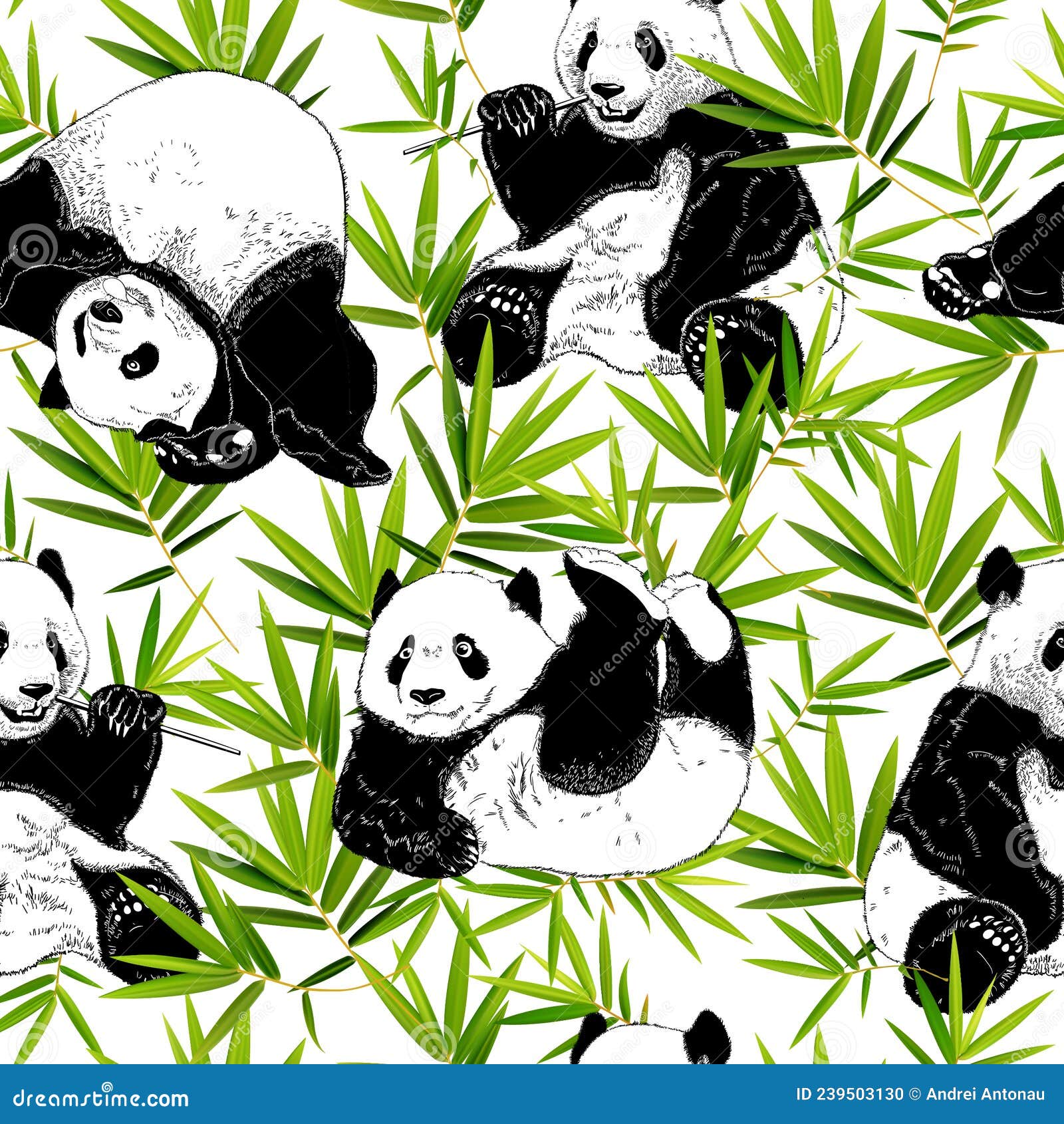 A playful panda, happily munching on bamboo, in a cute and cheerful art  style, with a moderate level of detail. sticker, joyful, vibrant colors,  cartoonish style, vector, contour, white background