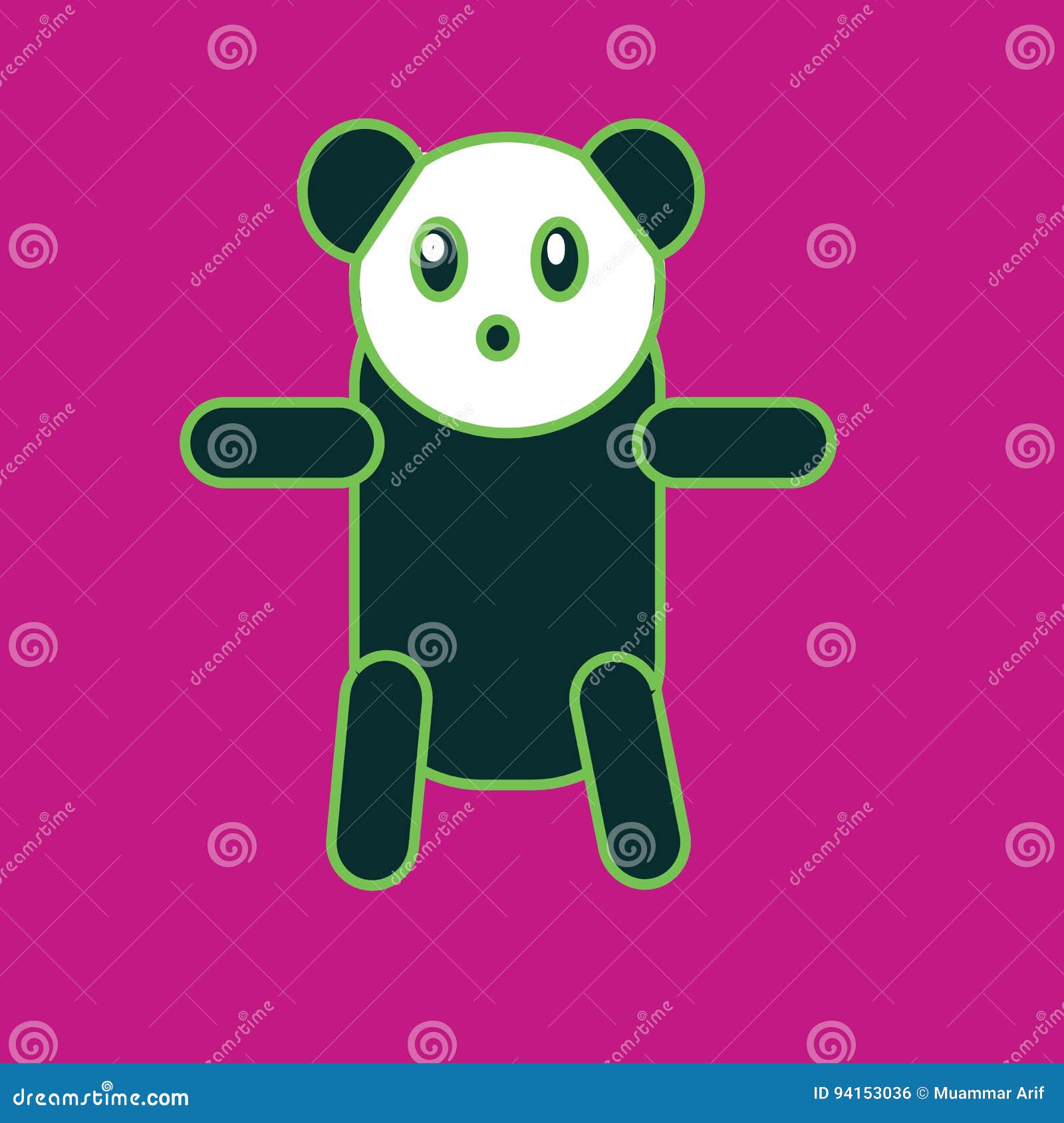 Panda On Purple Background For Kid Wallpaper Postcard Stock