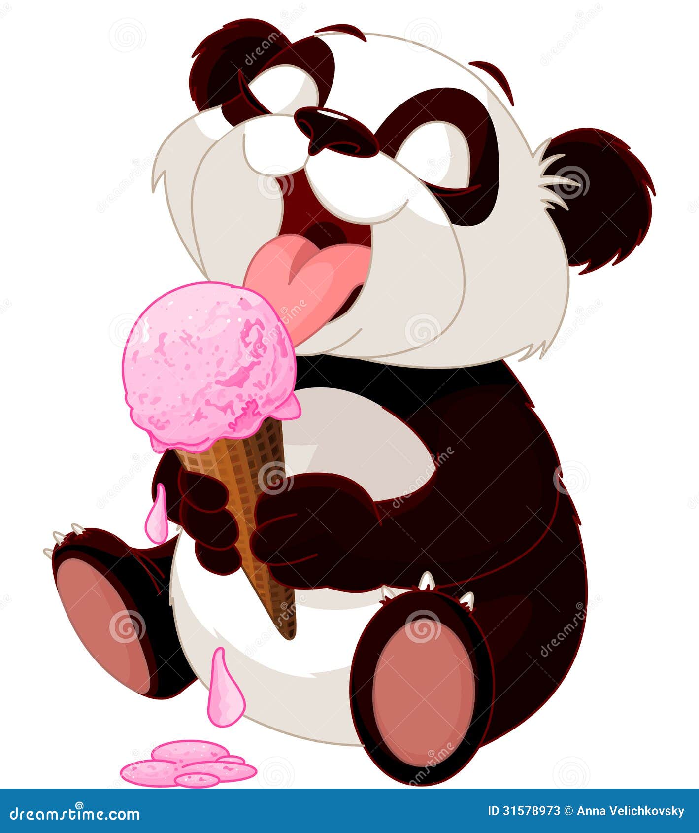 Panda que come el helado ilustración del vector. Ilustración de
