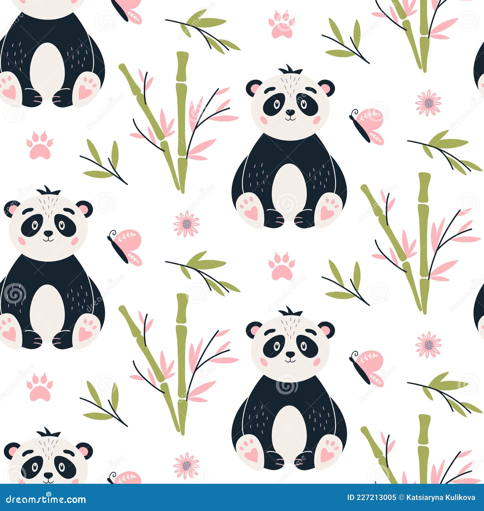 Panda Seamless Pattern Cute Baby Bear Vector Background Stock Vector -  Illustration of repeat, child: 227213005
