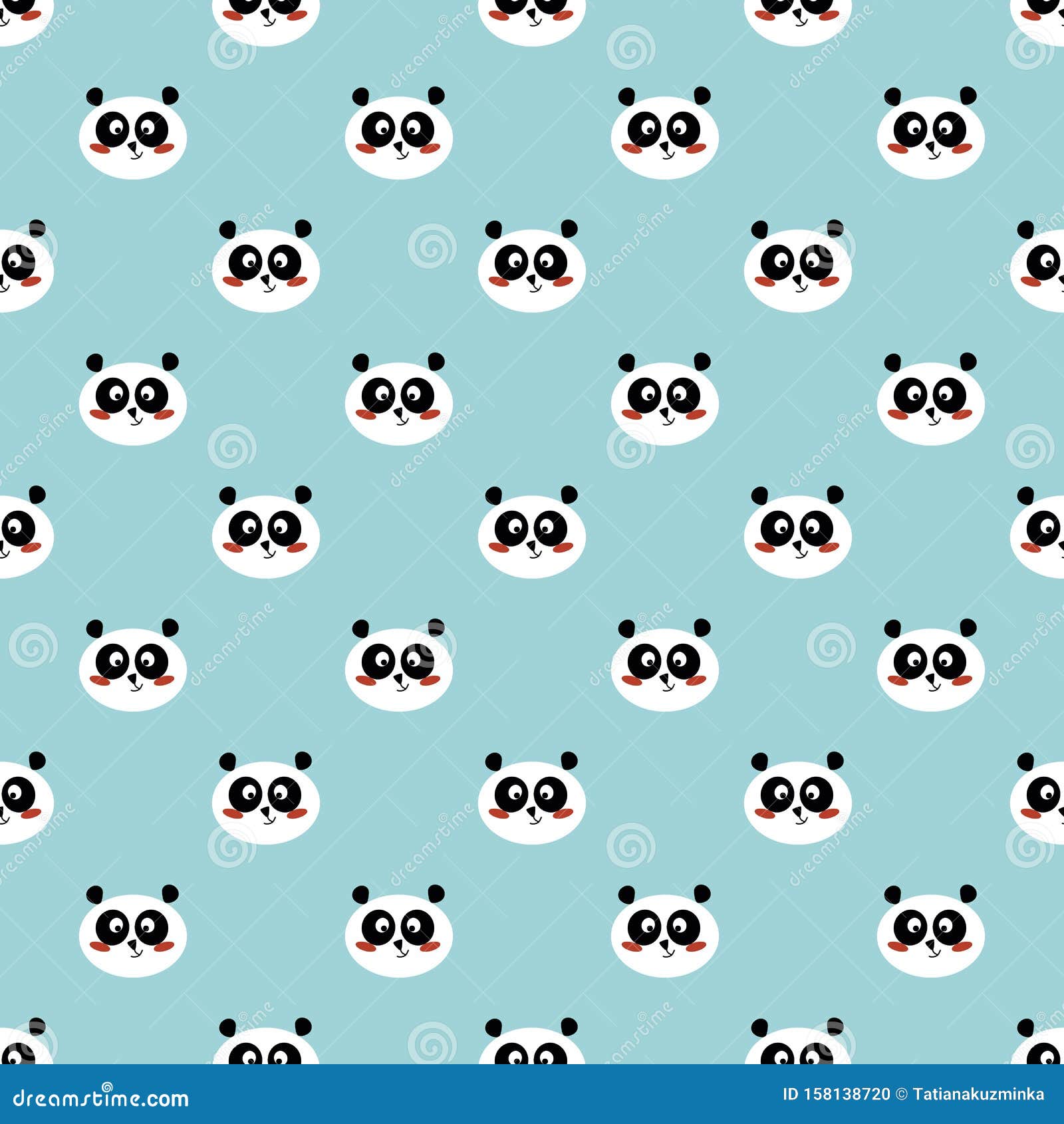 Panda Seamless Pattern Cute Panda Face on Blue Winter Background Kids  Forest Wallpaper Vector Stock Vector - Illustration of baby, asia: 158138720