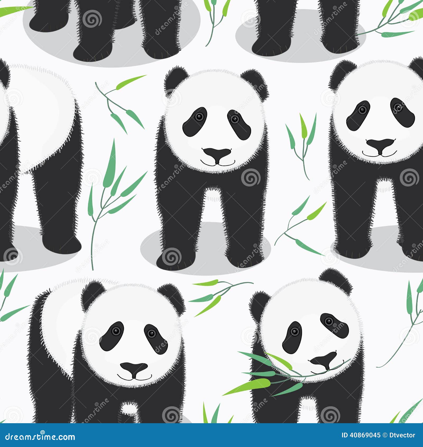 Panda Seamless Pattern Stock Vector Illustration Of Bamboos