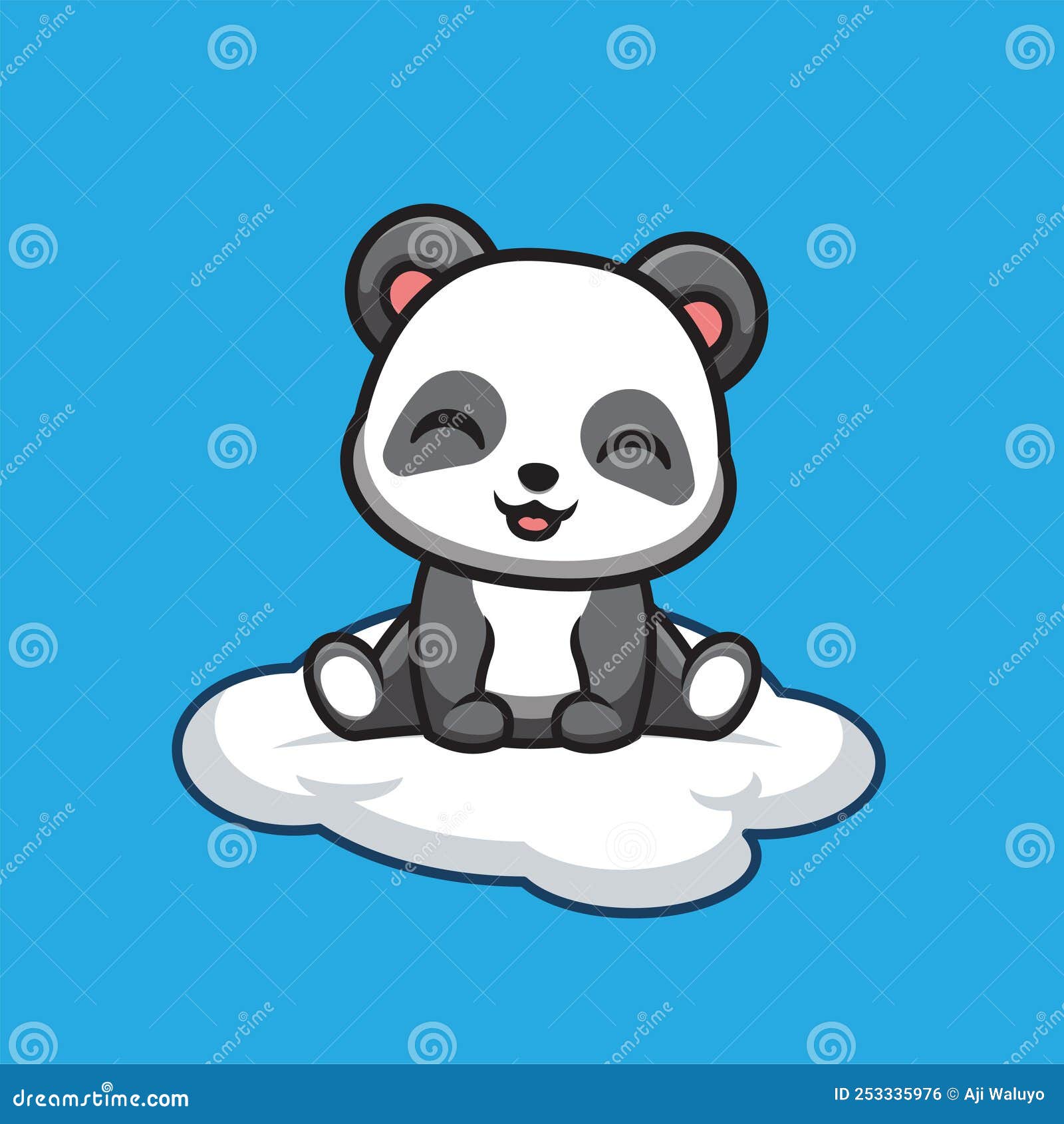 Panda Sentada No Logotipo Do Mascote De Desenho Animado Kawaii, Criativo E  Fofo, Em Nuvem Ilustração Stock - Ilustração de fofofo, aquarela: 253335976