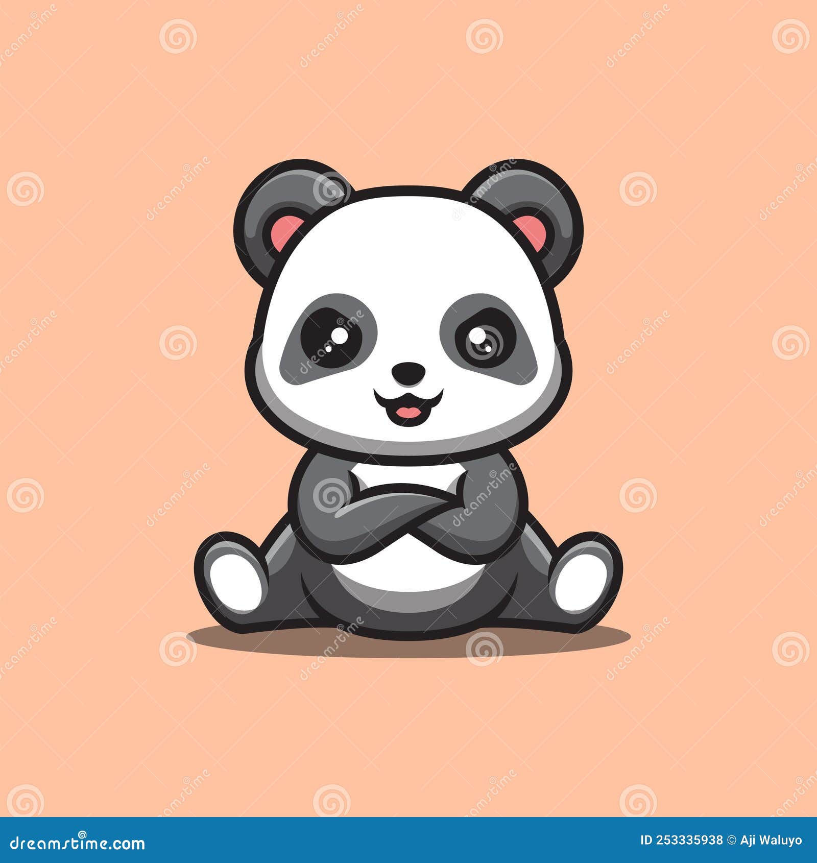 Estilo do logotipo de desenho animado do Panda Push Up