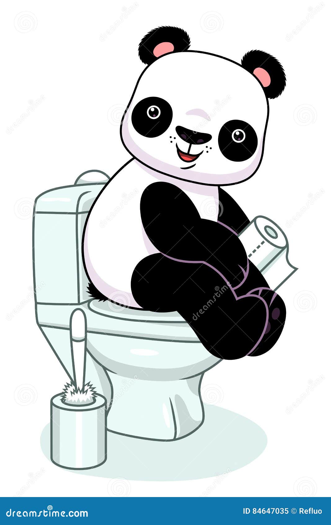 Panda in toilet stock vector. Illustration of funny ...