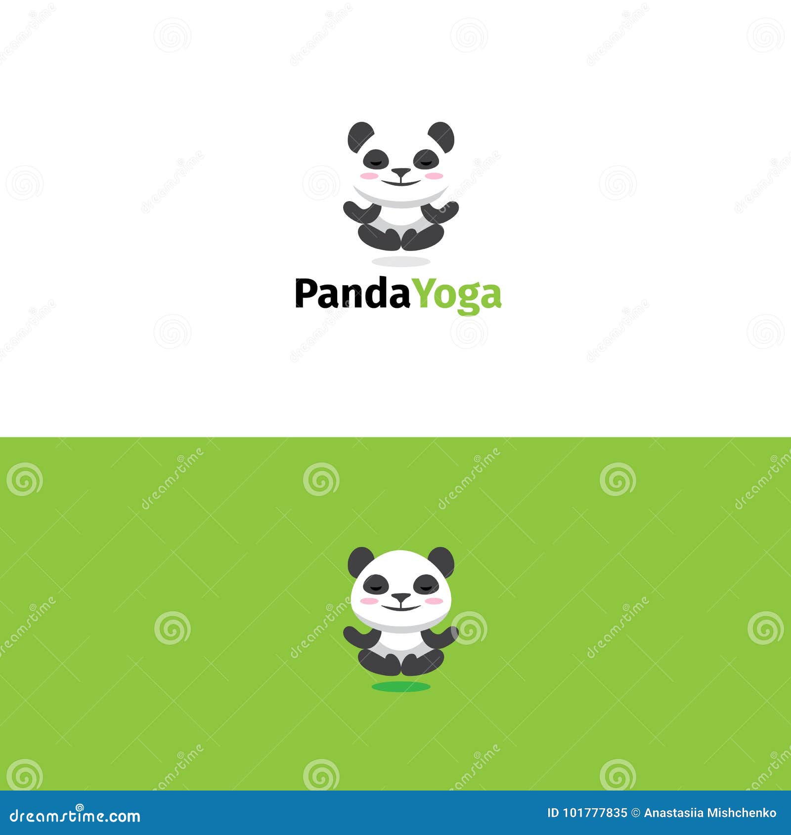 Panda Yoga Logo. Meditating Bear Mascot Stock Vector