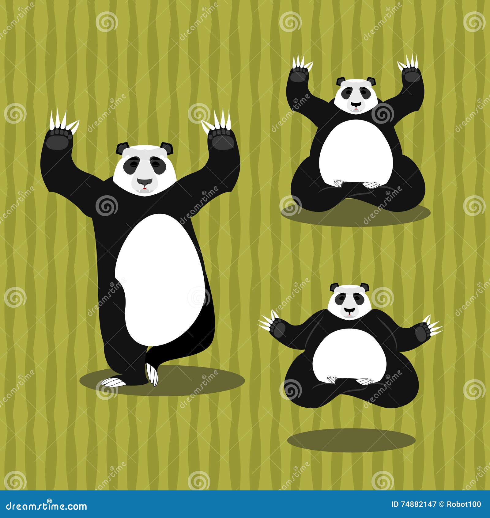 Panda Yoga Meditating. Chinese Bear on Background of Bamboo Stock Vector -  Illustration of funny, character: 74882147