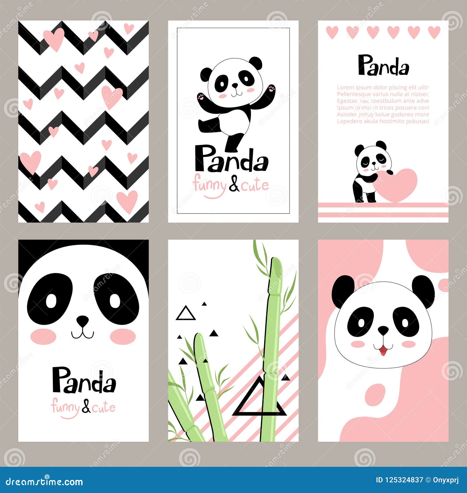 Pandas Invitation Cards Newborn Cute Animals Of Chinese Bear Holiday Vector Placard Design Templates For Kids Stock Vector Illustration Of Cartoon Black 125324837