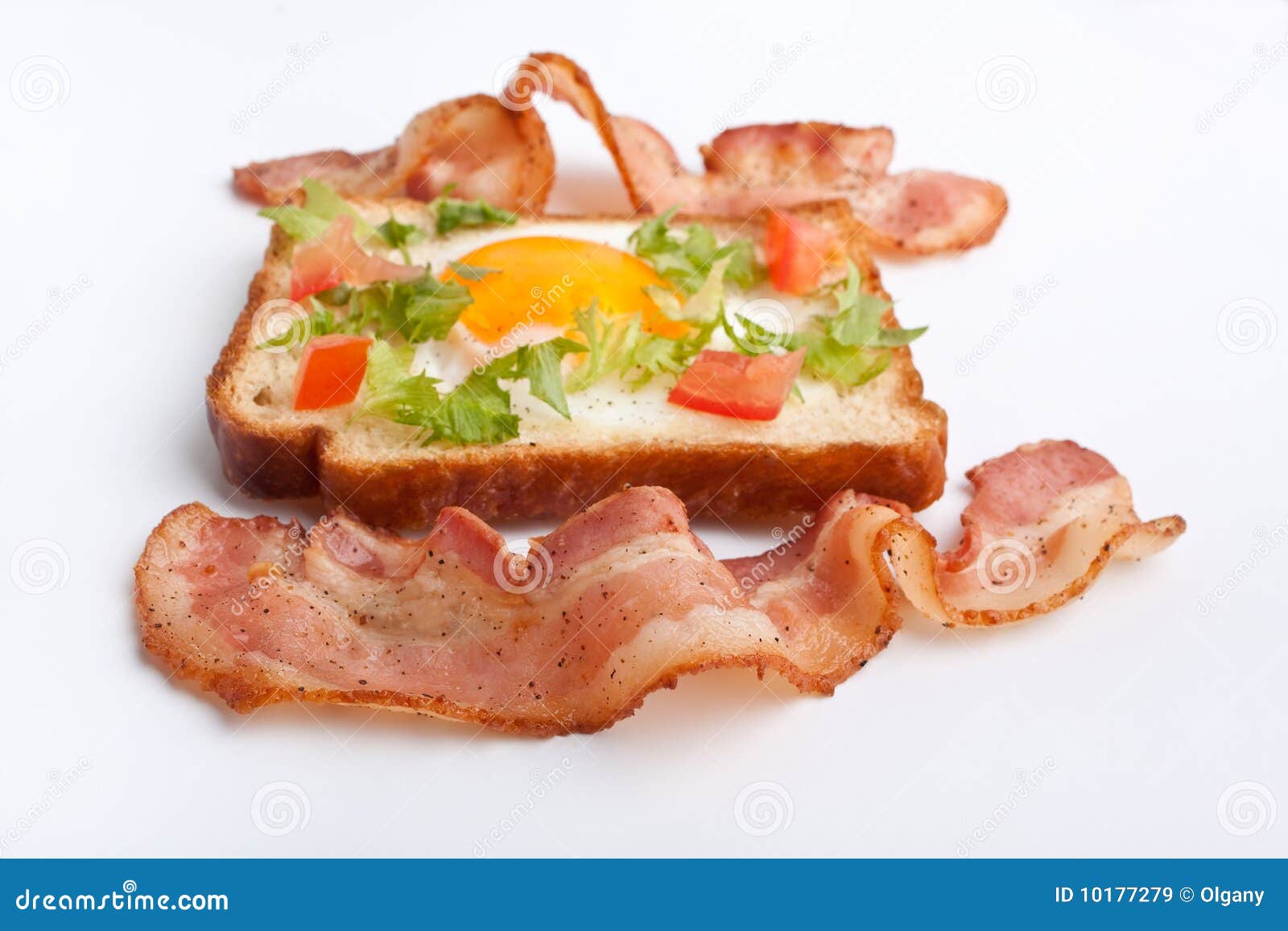 Pane Di Eggie E Pancetta Affumicata Fritta Immagine Stock Immagine di pane, sfondo 10177279