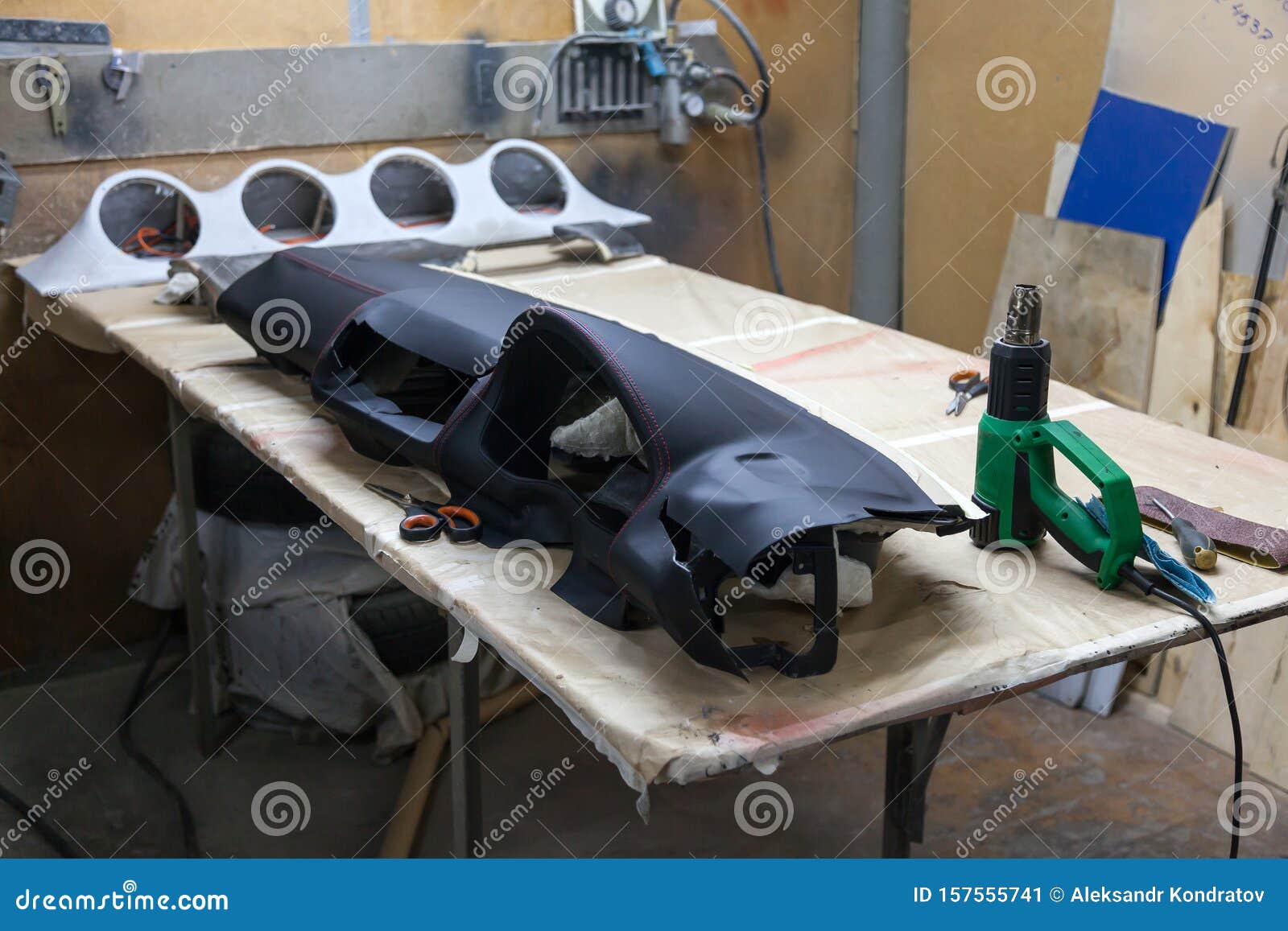 The Panel of the Car Interior on a Workbench in a for Repair