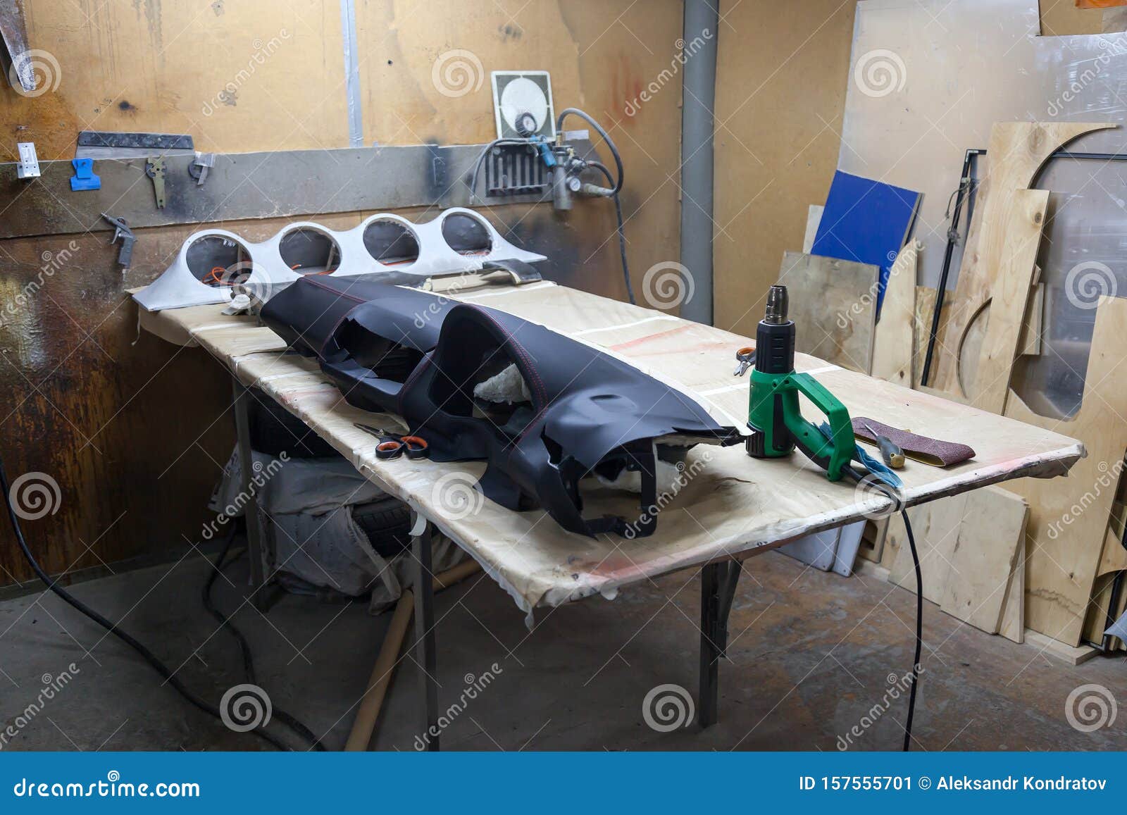 The Panel of the Car Interior on a Workbench in a for Repair