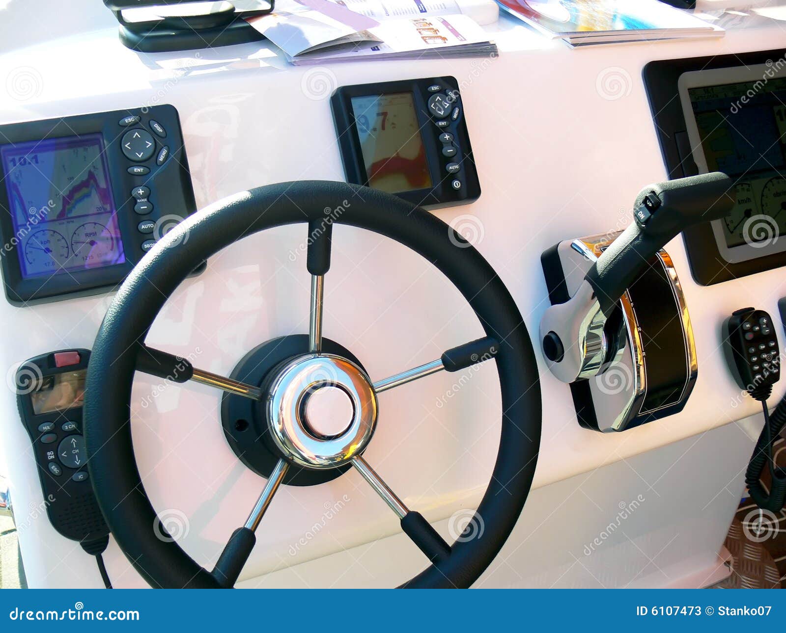 Panel De Control Del Barco De Motor Imagen de archivo Imagen de