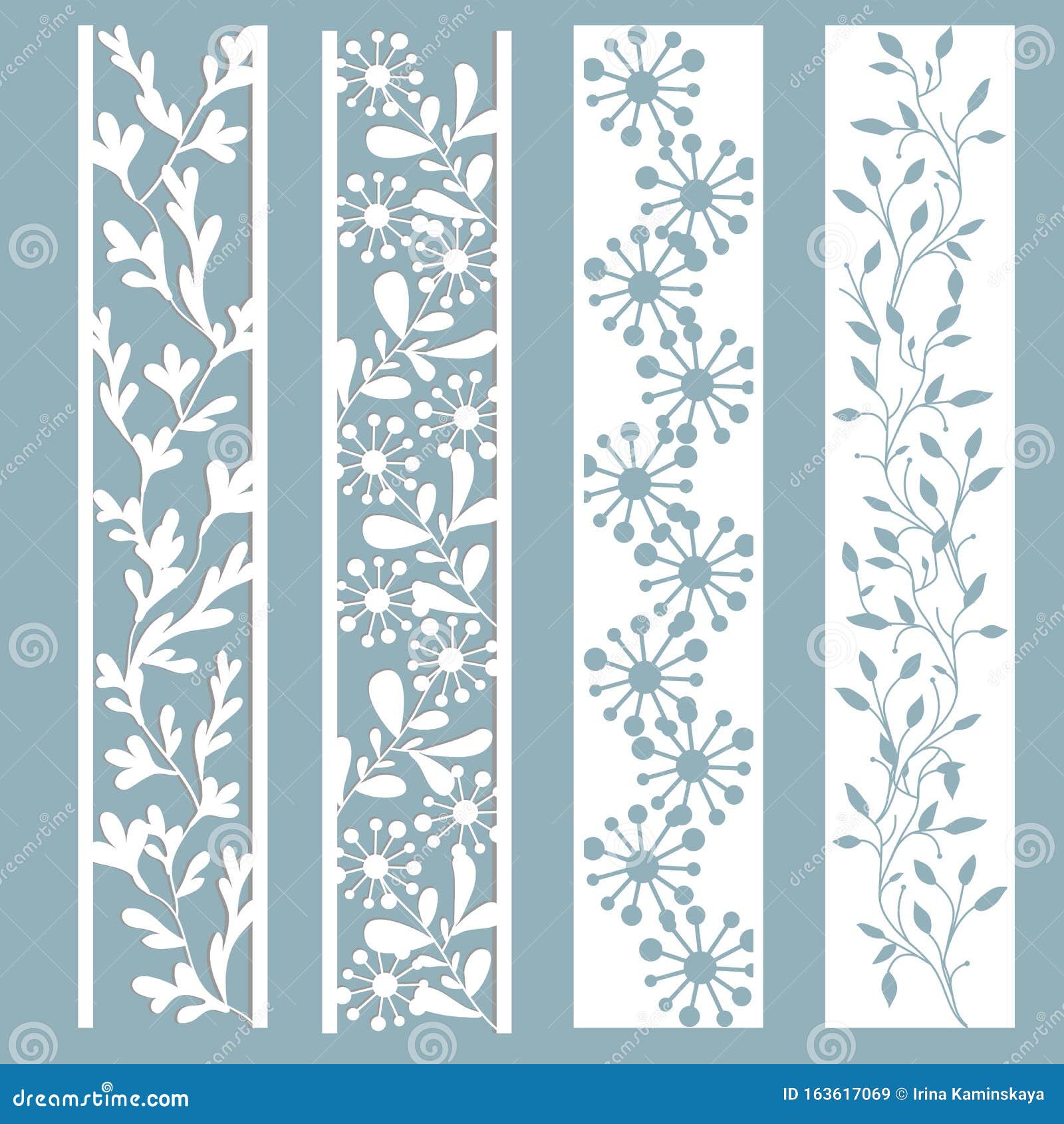 Panel with a Pattern of Leaves and Flowers. Cut Out of Paper. Set of  Bookmark Templates Stock Vector - Illustration of leaves, bookmark:  163617069