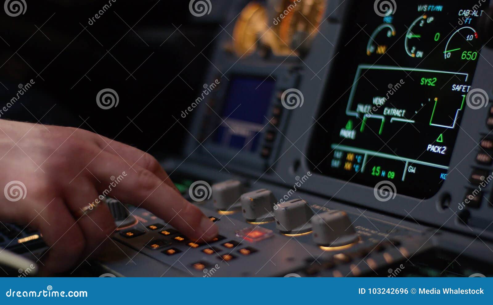 Panel of Switches on an Aircraft Flight Deck. Autopilot Control Element