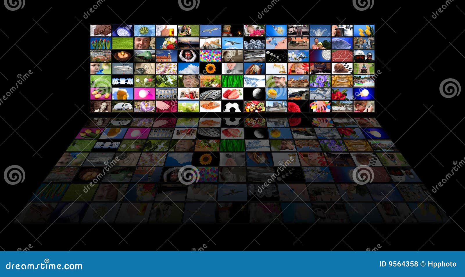 Panel of TV S Showing Movies Stock Photo Image of flat, modern 9564358