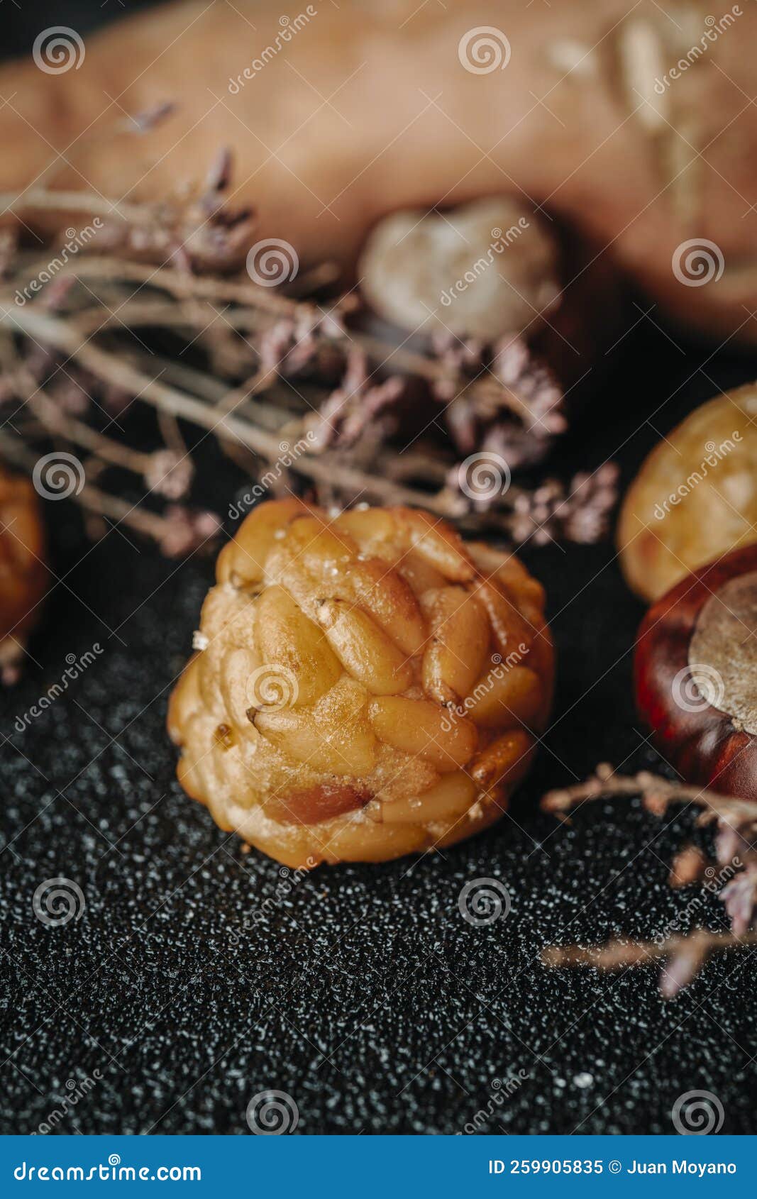 panellet de pinyons, chestnuts and sweet potato