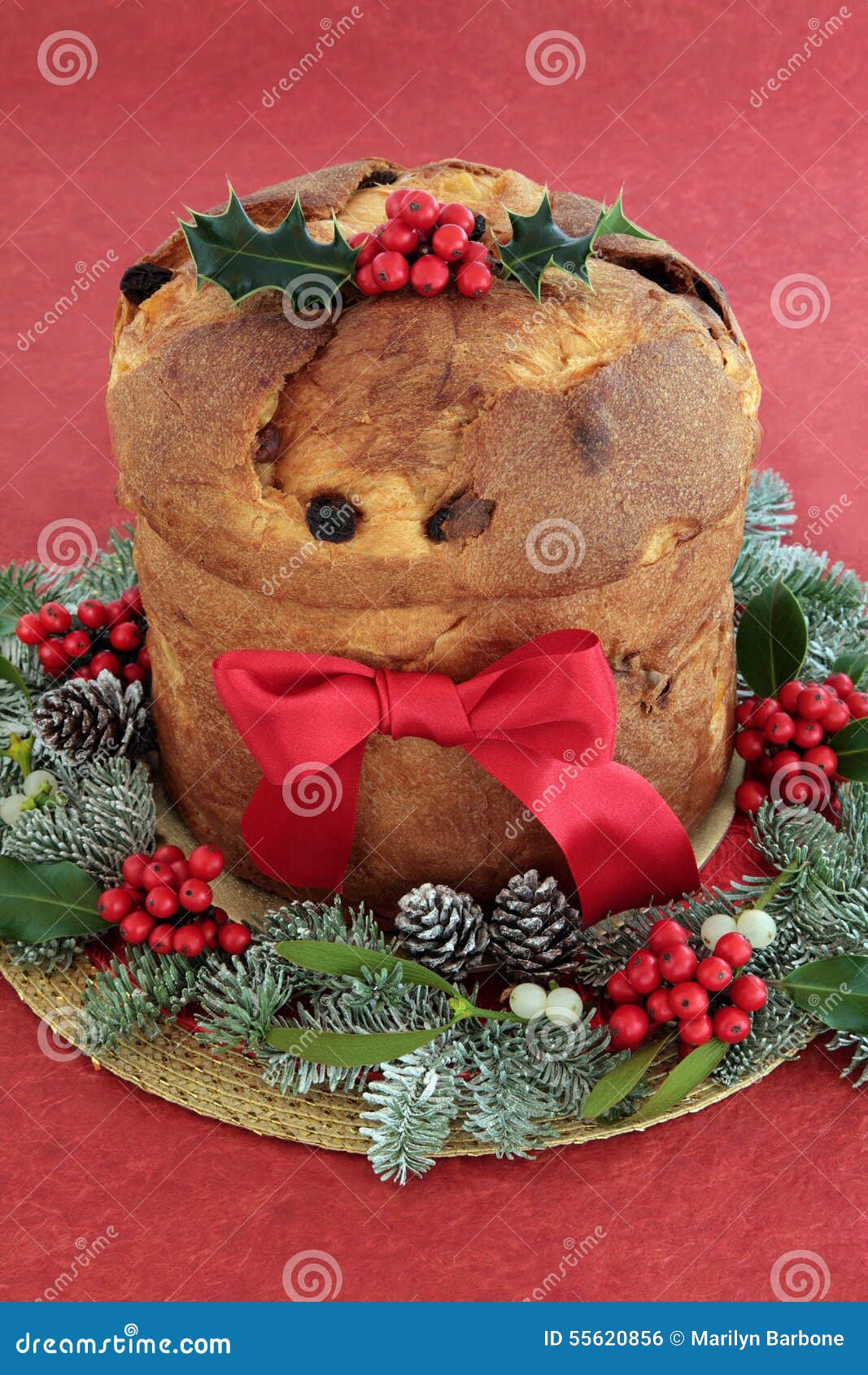 Panettone Christmas Cake stock photo. Image of decoration - 55620856