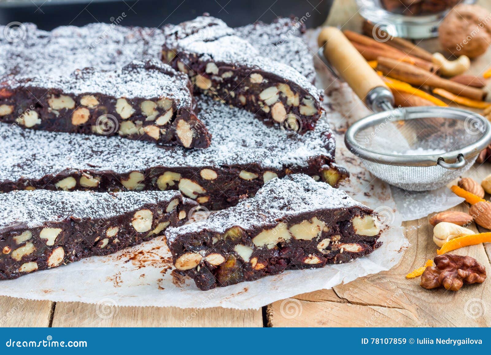 Panforte Italian Christmas Dessert with Nuts and Candied Fruits ...