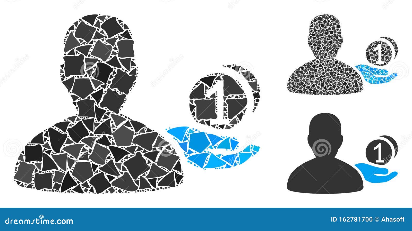 panhandler mosaic icon of ragged items