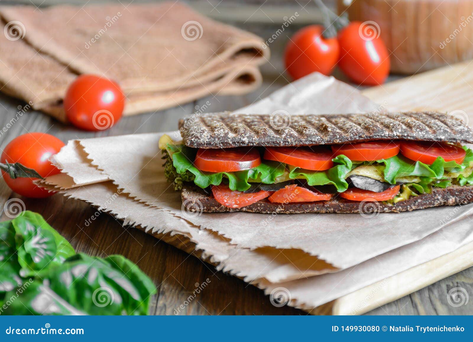 Panini Sandwich with Brown Bread Stock Photo Image of grass, italian 149930080